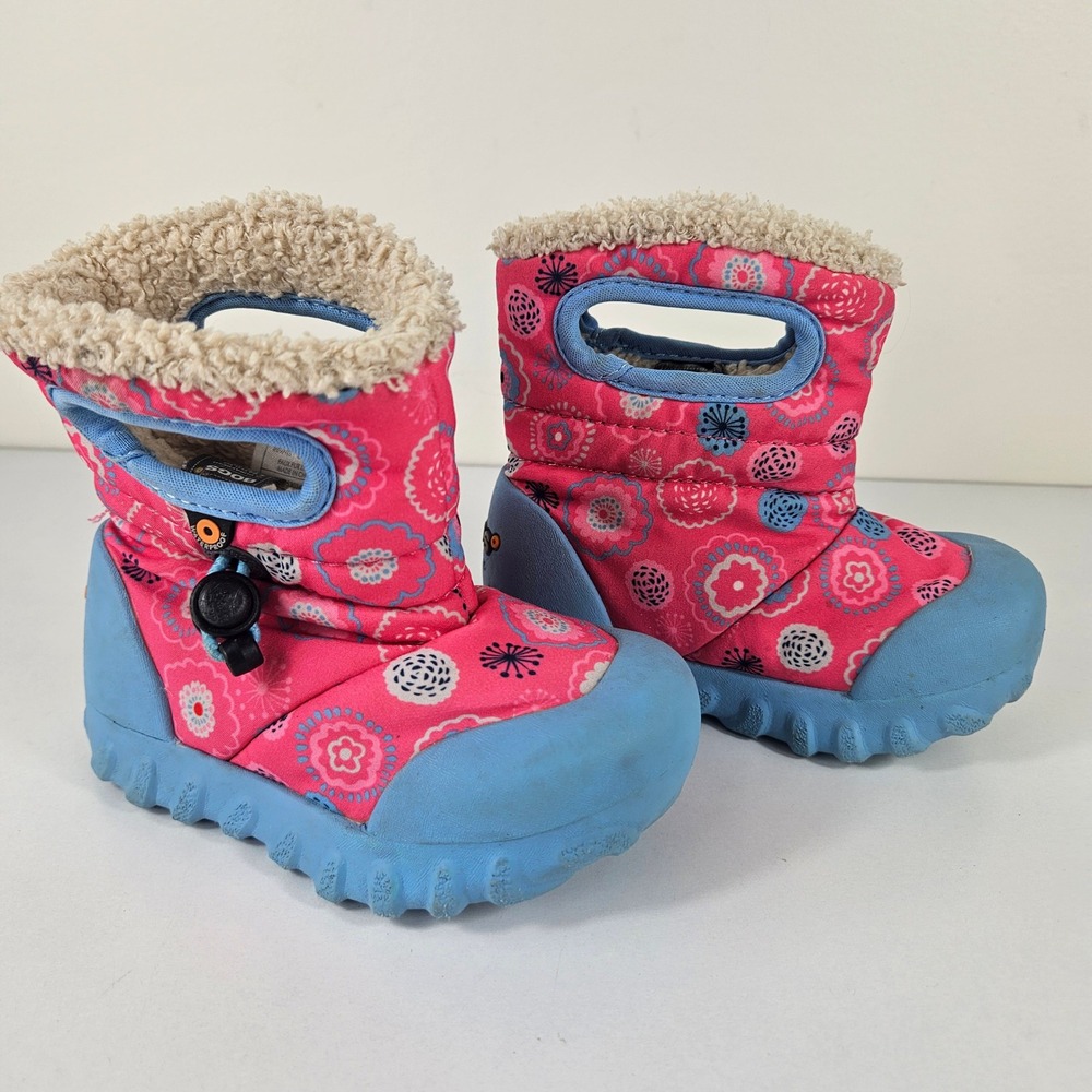 Bogs Baby B-Moc Bullseye Pink Floral Waterproof Winter Boots Infants Size 6 - Picture 3 of 7